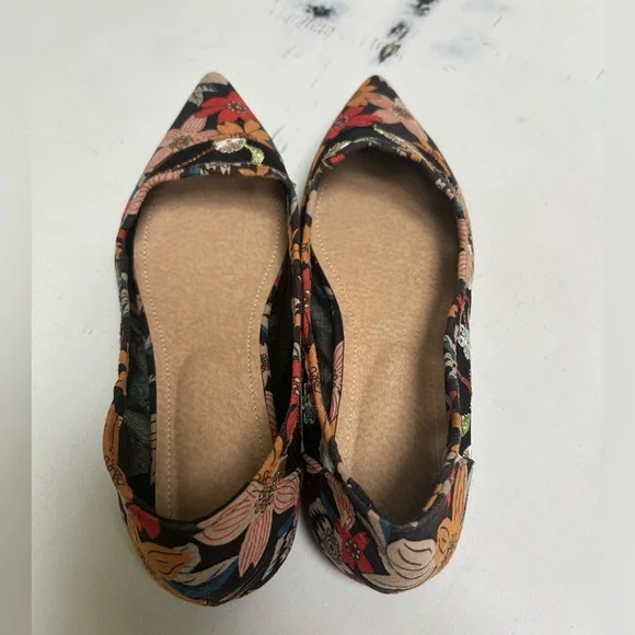 SHEIN Floral Pointed Toe Ballet Flats Cottagecore Balletcore EU 43 Size 10/11 - Picture 13 of 13